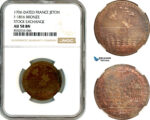 AL383, France, Louis XIV, Bronze Medal 1706, Stock Exchange, Bee, Hive, NGC AU58BN