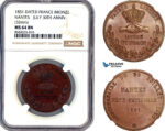 AL386, France, Nantes, Bronze Medal 1831, July 30TH Anniv, NGC MS64BN