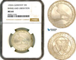 AL389, Germany, Weimar Republic, 3 Reichsmark 1930 A, Berlin Mint, Silver, "Rhineland Liberation", NGC MS64