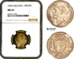 AL399, Liechtenstein, Johann, 1 Krone 1904, Vienna Mint, Silver, NGC MS65