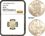 AL403, Netherlands, Holland, 2 Stuivers 1789, Silver, NGC MS64, Top Pop!