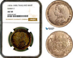 AL431, Thailand, Rama V, 1 Baht ND (1876-1900) Silver, NGC AU58