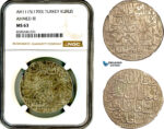 AL432, Turkey, Ottoman Empire, Ahmed III, 1 Kurus AH1115 (1703) Islambul Mint, Silver, NGC MS63