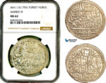 AL433, Turkey, Ottoman Empire, Ahmed III, 1 Kurus AH1115 (1703) Islambul Mint, Silver, NGC MS62