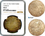 AL434, Turkey, Ottoman Empire, Ahmed III, 1 Kurus AH1115 (1703) Islambul Mint, Silver, NGC MS62