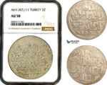 AL435, Turkey, Ottoman Empire, Abdülhamid I, 2 Zolota AH1187//11, Islambul Mint, Silver, NGC AU58