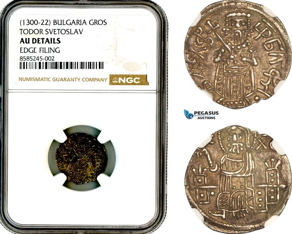 AL441, Bulgaria, Todor Svetoslav, Gros ND (1300-22) Silver, NGC AU Details, Rare!