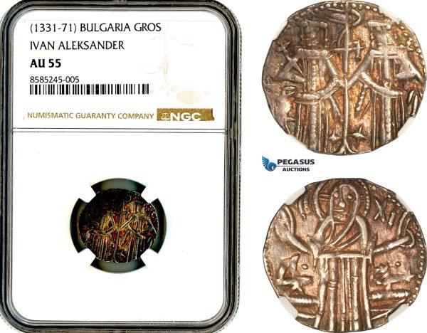 AL442, Bulgaria, Ivan Aleksander, Gros ND (1331-71) Silver, NGC AU55