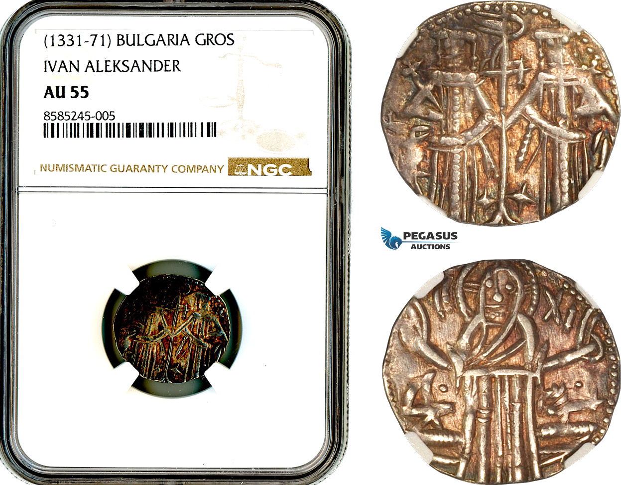AL442, Bulgaria, Ivan Aleksander, Gros ND (1331-71) Silver, NGC AU55