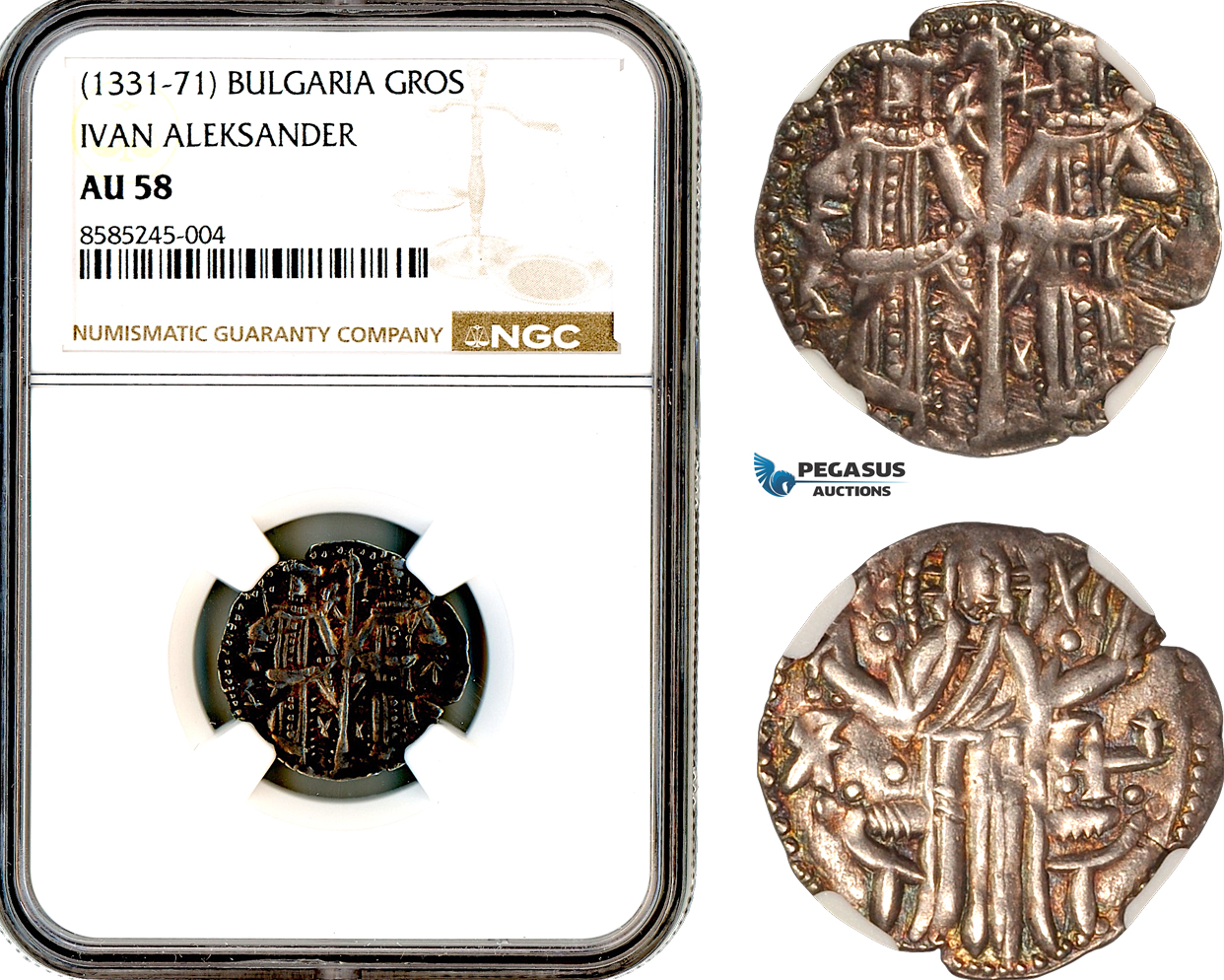 AL443, Bulgaria, Ivan Aleksander, Gros ND (1331-71) Silver, NGC AU58