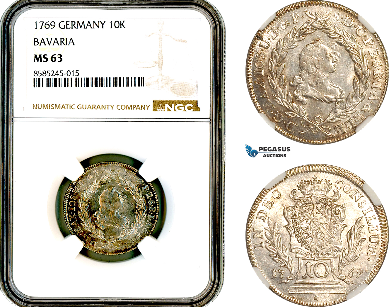 AL447, Germany, Bavaria, Maximilian III Joseph, 10 Kreuzer 1769, Munich Mint, Silver, NGC MS63