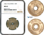 AL452, Palestine, 10 Mils 1941, London Mint, NGC MS62