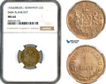 AL454, Romania, Ferdinand, 1 Leu 1924, Brussels Mint, Thin Planchet, NGC MS64