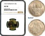 AL461, Romania, Carol II, 50 Lei 1937, Bucharest Mint, NGC AU58