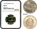AL462, Romania, People's Republic, 1 Leu 1963, Bucharest Mint, NGC MS64
