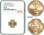 AL484, Bolivia, Cochabamba, 5 Centavos 1876, Coc-11, , Daniel M. Quiroga, NGC MS65