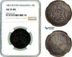 AL487, Bulgaria, Alexander I, 10 Stotinki 1881, Heaton Mint, NGC AU55BN