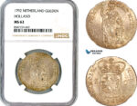 AL501, Netherlands, Holland, 1 Gulden 1792, Dordrecht Mint, Silver, NGC MS62