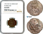 AL508, Netherlands East Indies, VOC, 1 Duit 1792, West Friesland Arms, NGC AU58BN