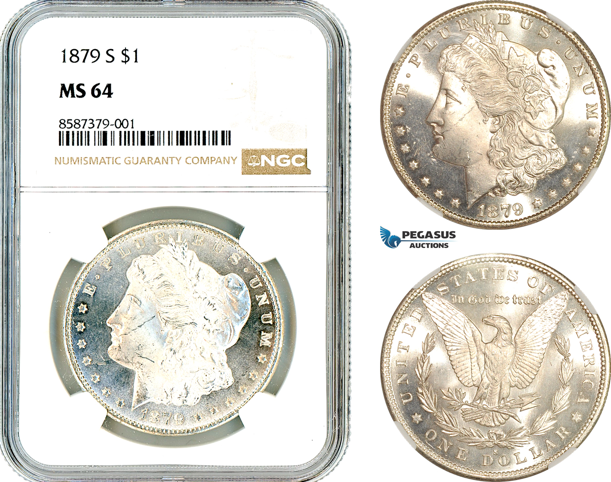 AL519, United States, Morgan Dollar 1879 S, San Francisco Mint, Silver, NGC MS64