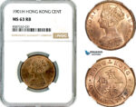 AL530, Hong Kong, Victoria, 1 Cent 1901 H, Heaton Mint, NGC MS63RB