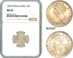 AL532, Hong Kong, Victoria, 10 Cents 1899, London Mint, Silver, NGC MS63