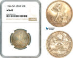 AL539, Russia, USSR, 50 Kopeks 1926 NA, Leningrad Mint, Silver, NGC MS62