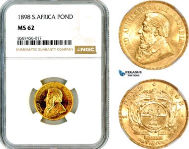 AL542, South Africa (ZAR), 1 Pond 1898, Pretoria Mint, Gold, NGC MS62