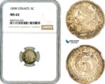 AL544, Straits Settlements, Victoria, 5 Cents 1898, London Mint, Silver, NGC MS62