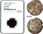 AL556, Colombia, Santa Marta, 1/4 Real 1820, NGC AU53BN