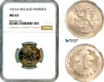 AL558, Finland, 1 Markka 1921 H, Heaton Mint, NGC MS63