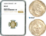 AL560, France, Louis Philippe I, 1/4 Franc 1839 A, Paris Mint, Silver, NGC MS62