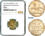 AL563, Germany, Brunswick-Wolfenbuttel, George IV, 1/12 Taler 1821 CVC, Silver, NGC MS62