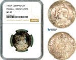 AL566, Germany, Prussia, Wilhelm II, 2 Mark 1901 A, Berlin Mint, Silver, NGC MS65