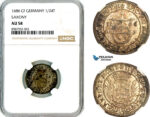 AL568, Germany, Saxony, John George III, 1/24 Taler 1686 CF, Silver, NGC AU58, Top Pop and single finest graded!