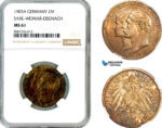 AL569, Germany, Saxe-Weimar-Eisenach, William Ernst, 2 Mark 1903 A, Berlin Mint, Silver, NGC MS61