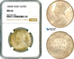 AL585, India, Victoria, 1 Rupee 1886 B, Bombay Mint, Silver, NGC MS63