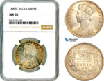 AL586, India, Victoria, 1 Rupee 1887 C, Calcutta Mint, Silver, NGC MS62