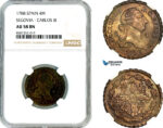 AL614, Spain, Charles III, 4 Maravedis 1788, Segovia Mint, NGC AU58BN