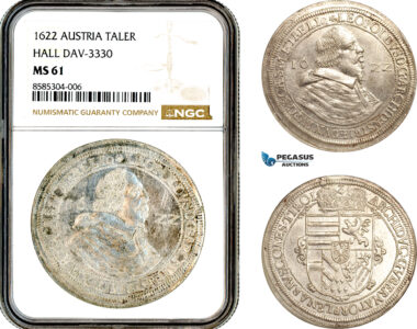 AL618, Austria, Leopold V, Taler 1622, Hall Mint, Dav-3330, Silver, NGC MS61