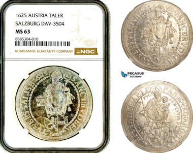 AL621, Austria, Salzburg, Paris von Lodron, Taler 1625, Dav-3504, Silver, NGC MS63