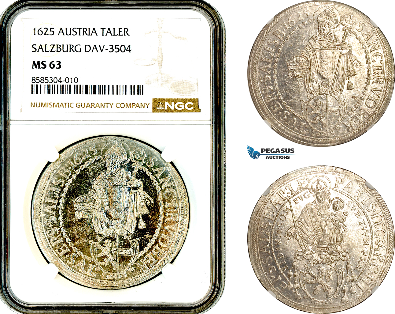 AL621, Austria, Salzburg, Paris von Lodron, Taler 1625, Dav-3504, Silver, NGC MS63