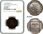 AL629, Russia, Moldavia & Wallachia, Para/3 Dengi 1772, Sadogura Mint, NGC AU58BN