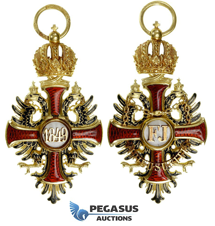 A00, Austria, Order of Franz Joseph, Gold/Enamel, "V. Mayer's Sohne" 57x30mm, 14.15g