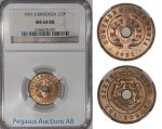 A34, Southern Rhodesia (Zimbabwe) 1/2 Penny 1951, NGC MS64RB