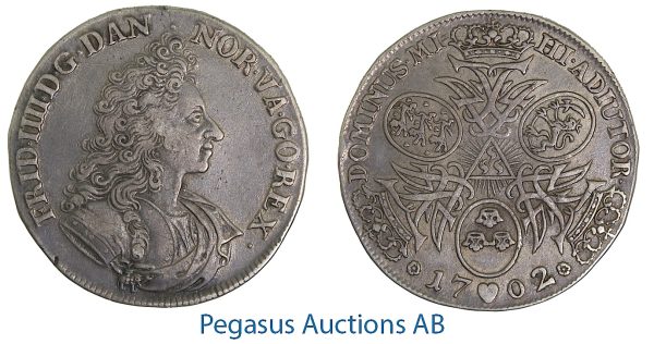 A41, Denmark, Frederik IV, Krone 1702, Silver (17.50g) Nicely Toned! Hede 36