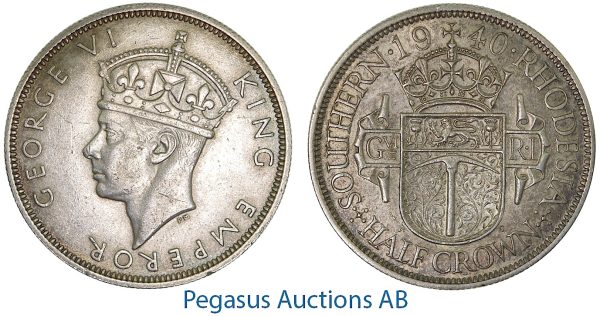 A54, Southern Rhodesia (Zimbabwe) George VI, Half Crown 1940, Very Nice!