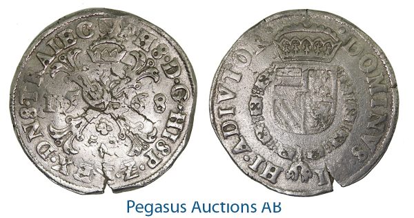 A57, Netherlands, Utrecht, Burgundy Taler 1568, Silver (28.26g) Del. 102, Die crack!