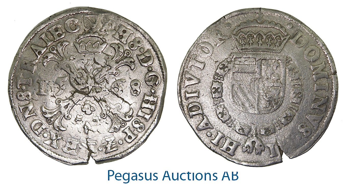 A57, Netherlands, Utrecht, Burgundy Taler 1568, Silver (28.26g) Del. 102, Die crack!
