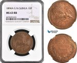 A6/119, German New Guinea, 10 Pfennig 1894 A, Berlin Mint, KM# 3, NGC MS63RB
